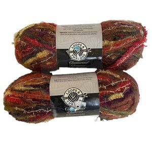 Loops & Threads Glamorous Glitter Yarn Fruit Punch 2 Skeins Crochet Crafts 978